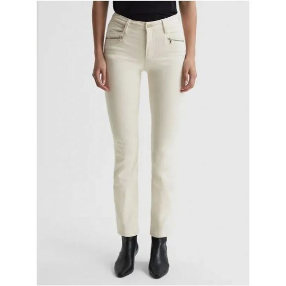 PAIGE Denim - PAIGE NWT Cindy Mid Rise Slim Fit Jean in Ivory Sandy Ecru  // 00